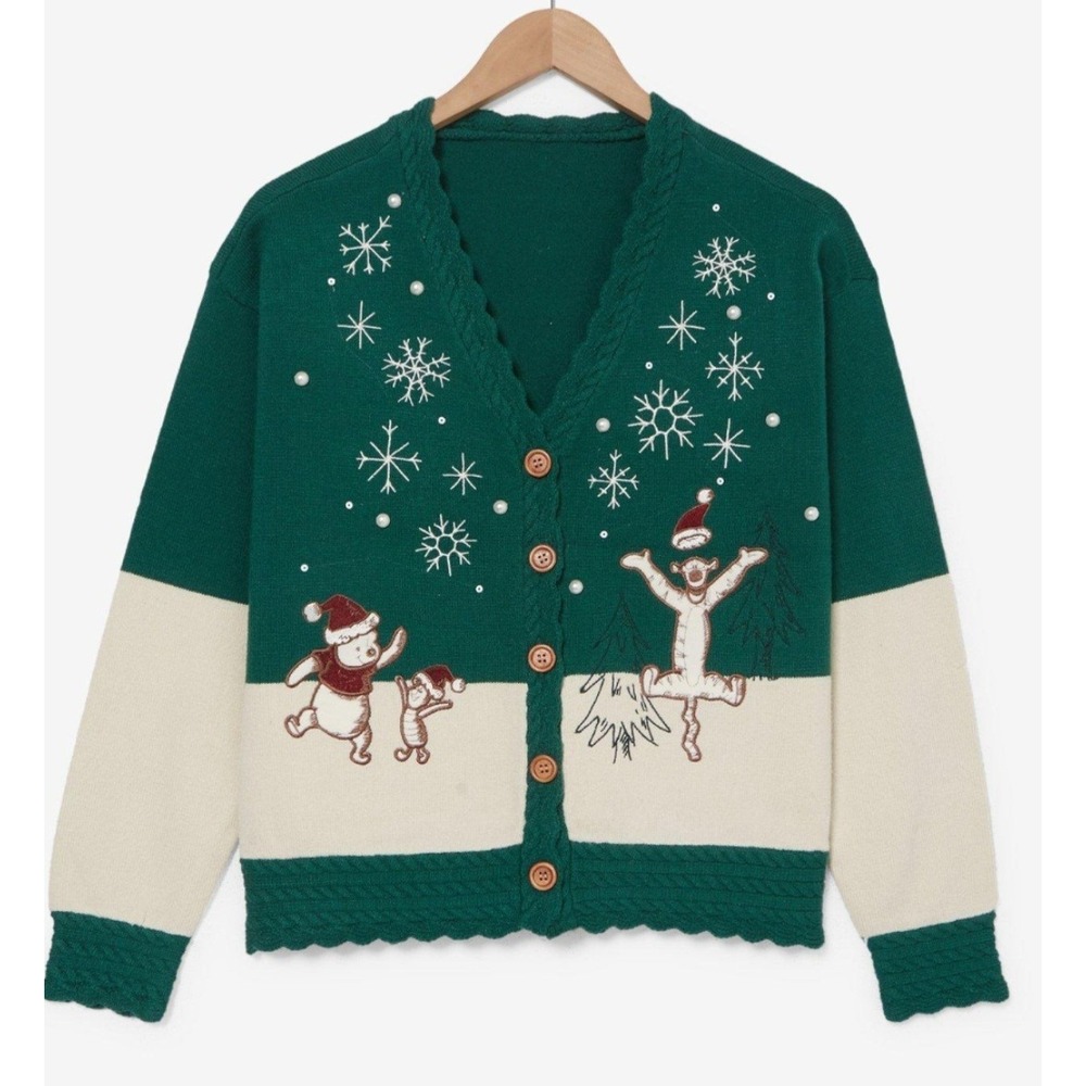 NWT Disney‎ Winnie The Pooh And Friends Holiday Christmas Womens XLarge Cardigan